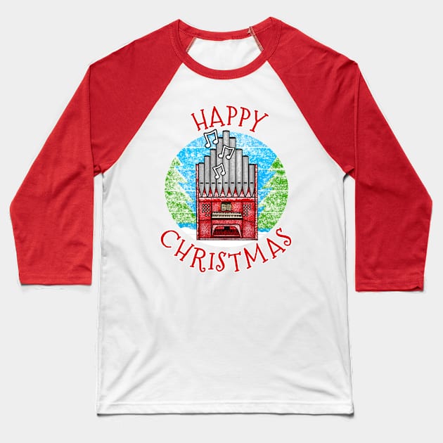 Christmas Organ Church Organist Musician Xmas 2022 Baseball T-Shirt by doodlerob